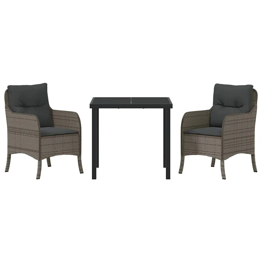 Ensemble de salle à manger pour jardin 3 pcs Gris polyrotin - 7