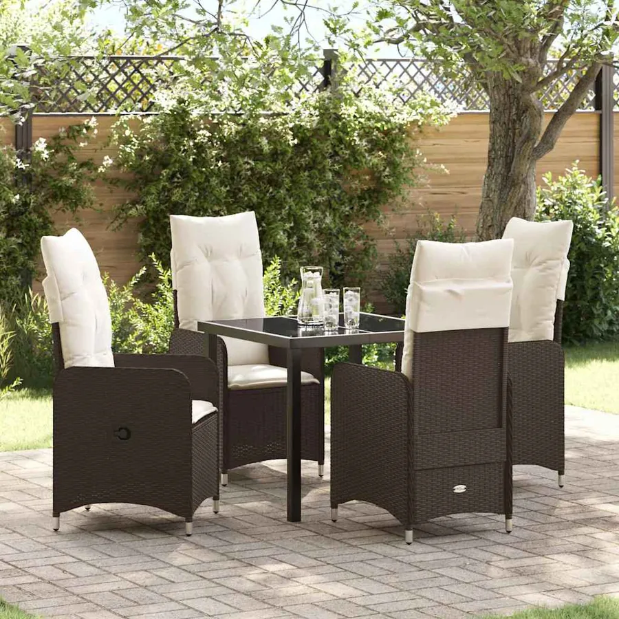 Ensemble de salle à manger pour jardin 5 pcs Marron polyrotin