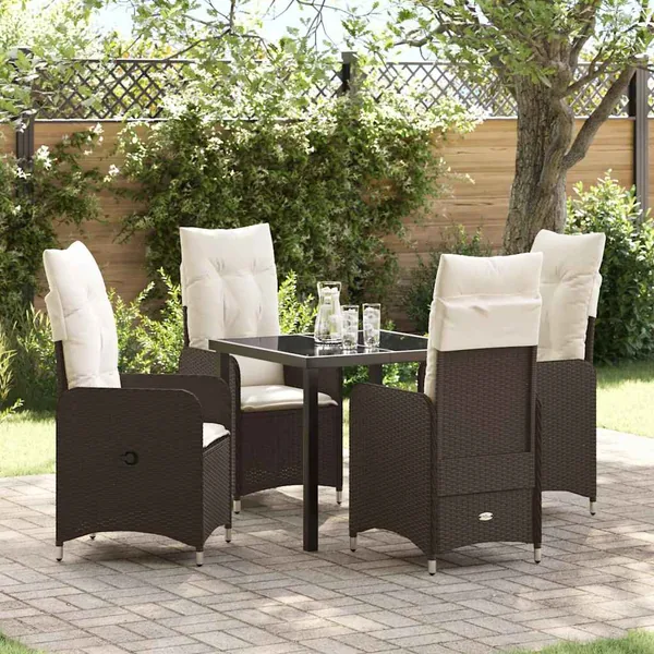 Ensemble de salle à manger pour jardin 5 pcs Marron polyrotin
