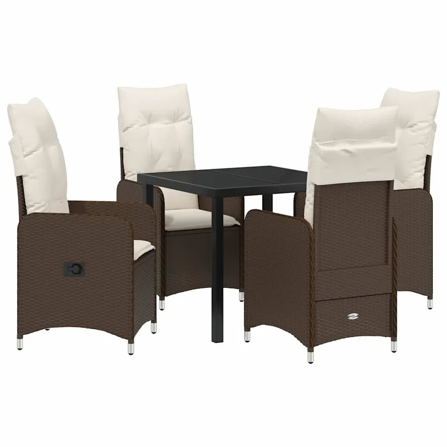 Ensemble de salle à manger pour jardin 5 pcs Marron polyrotin - 2