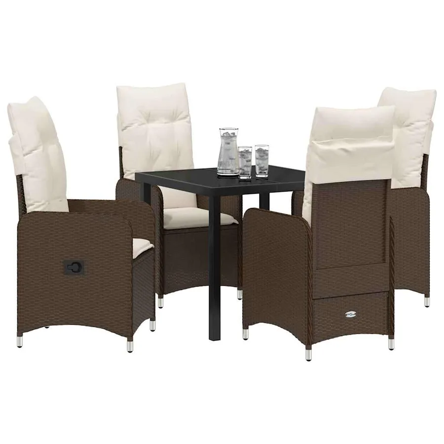Ensemble de salle à manger pour jardin 5 pcs Marron polyrotin - 3