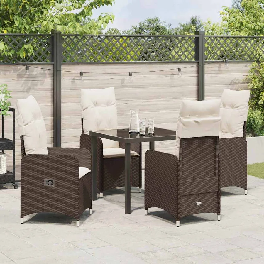 Ensemble de salle à manger pour jardin 5 pcs Marron polyrotin - 4