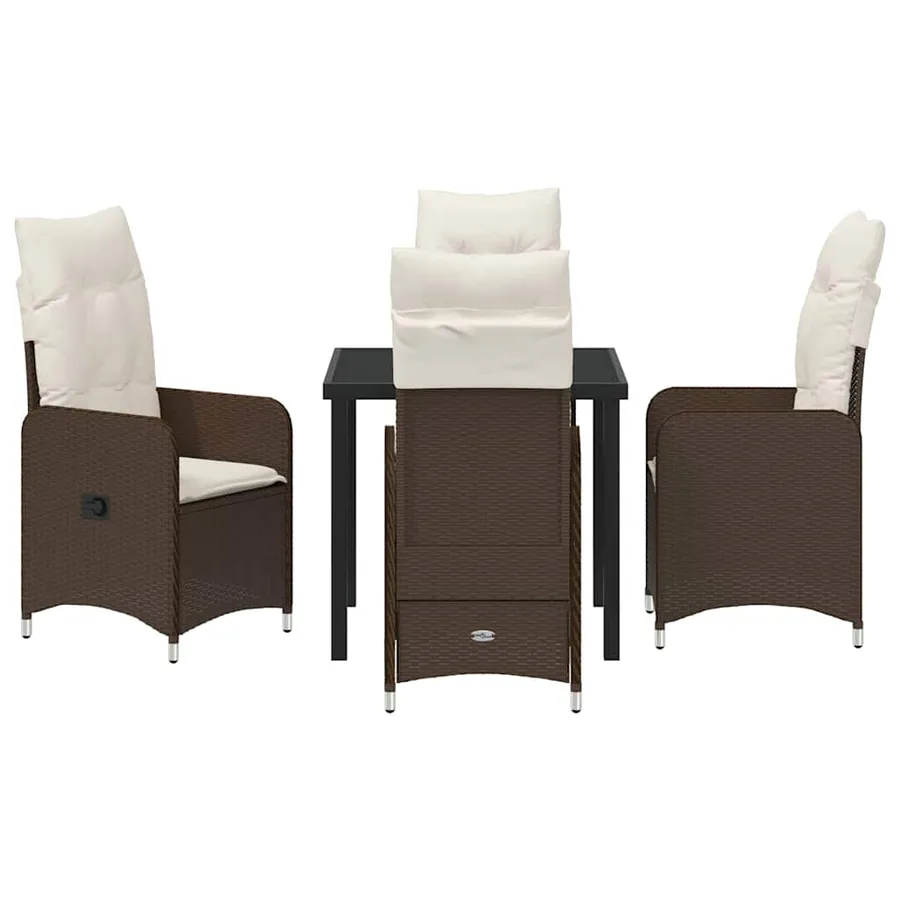 Ensemble de salle à manger pour jardin 5 pcs Marron polyrotin - 7