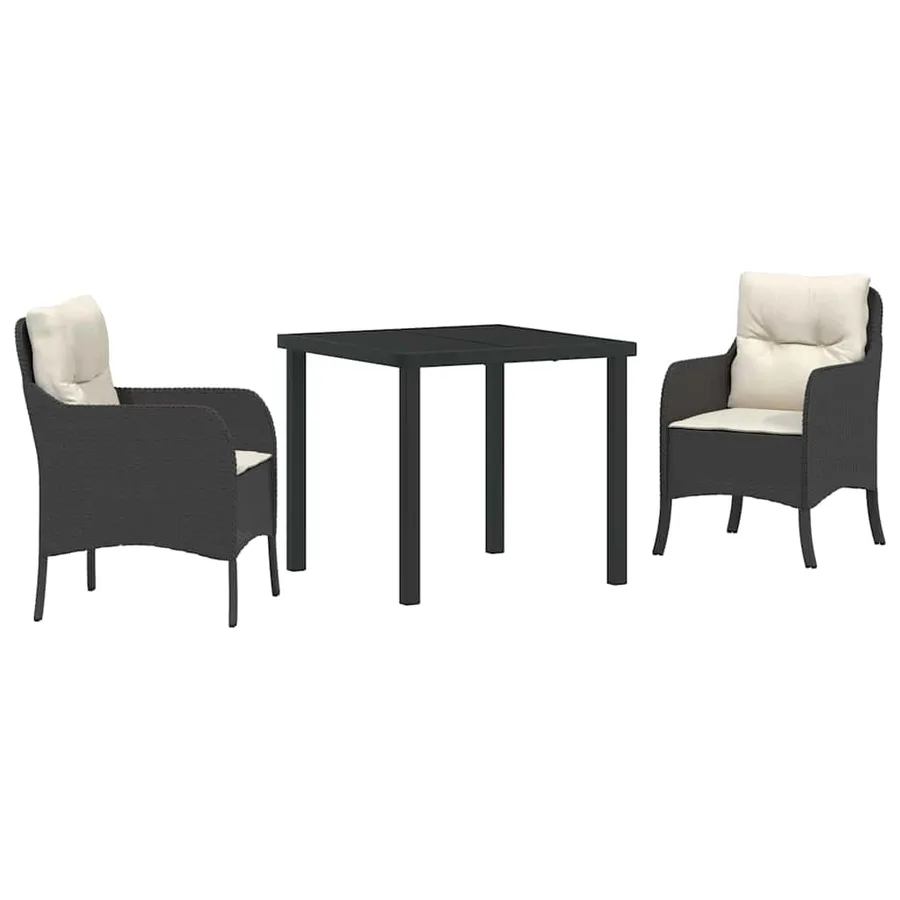 Ensemble de salle à manger pour jardin 3 pcs Noir polyrotin - 2