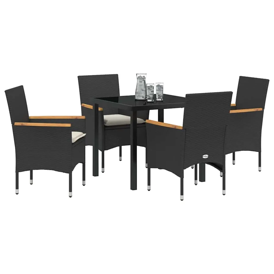 Ensemble de salle à manger pour jardin 5 pcs Noir polyrotin - 3