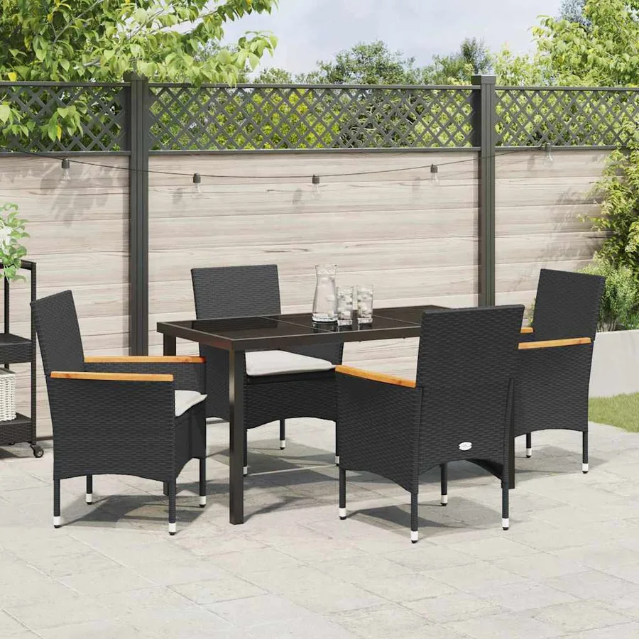 Ensemble de salle à manger pour jardin 5 pcs Noir polyrotin - 4