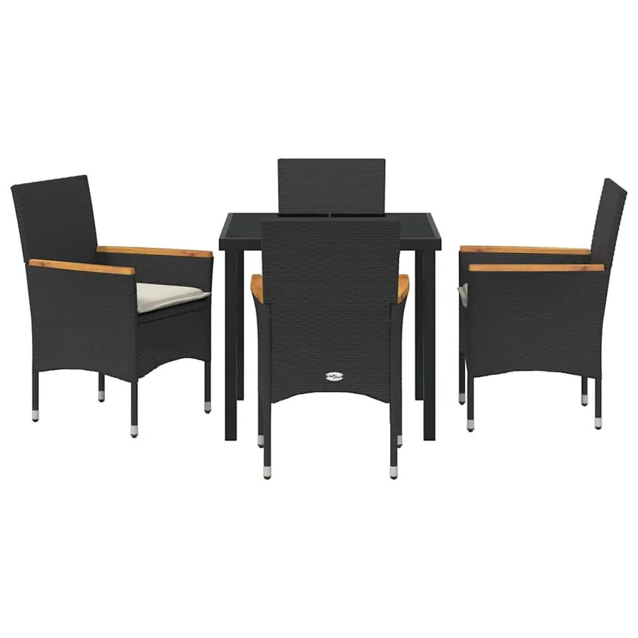 Ensemble de salle à manger pour jardin 5 pcs Noir polyrotin - 7