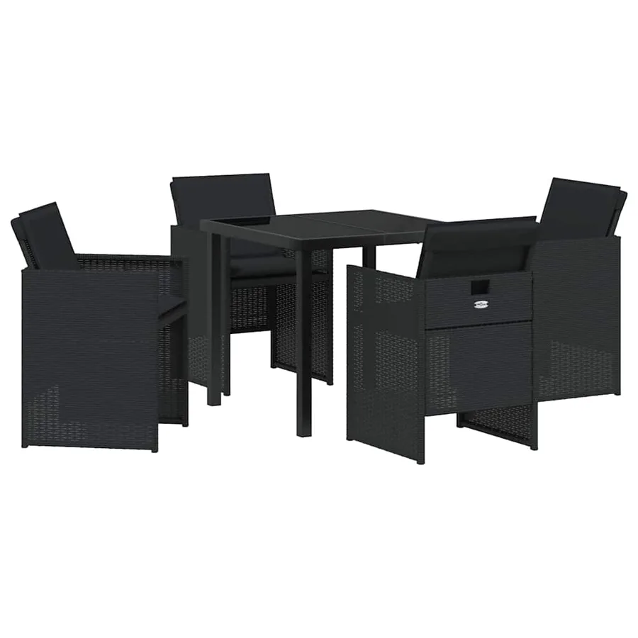 Ensemble de salle à manger pour jardin 5 pcs Noir polyrotin - 2
