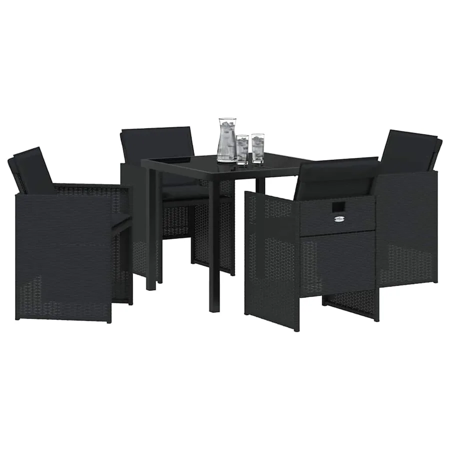 Ensemble de salle à manger pour jardin 5 pcs Noir polyrotin - 3