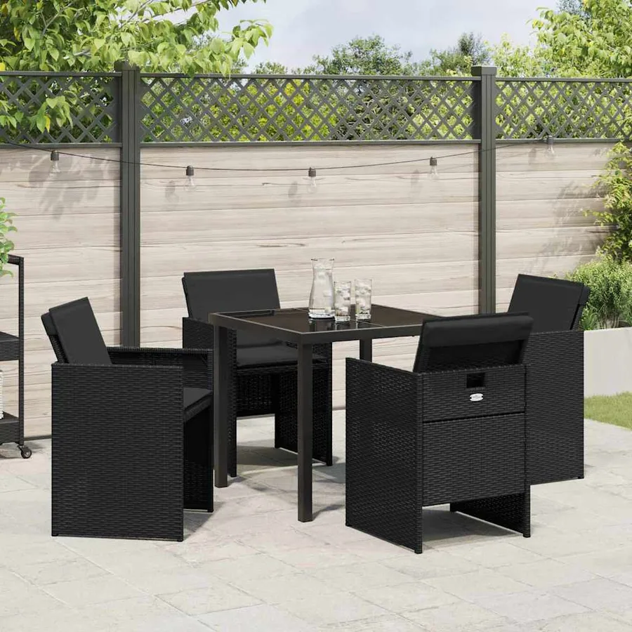 Ensemble de salle à manger pour jardin 5 pcs Noir polyrotin - 4
