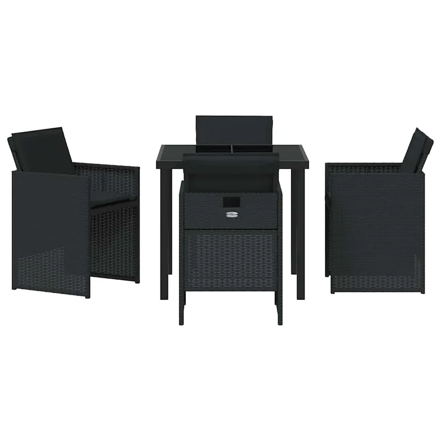 Ensemble de salle à manger pour jardin 5 pcs Noir polyrotin - 7