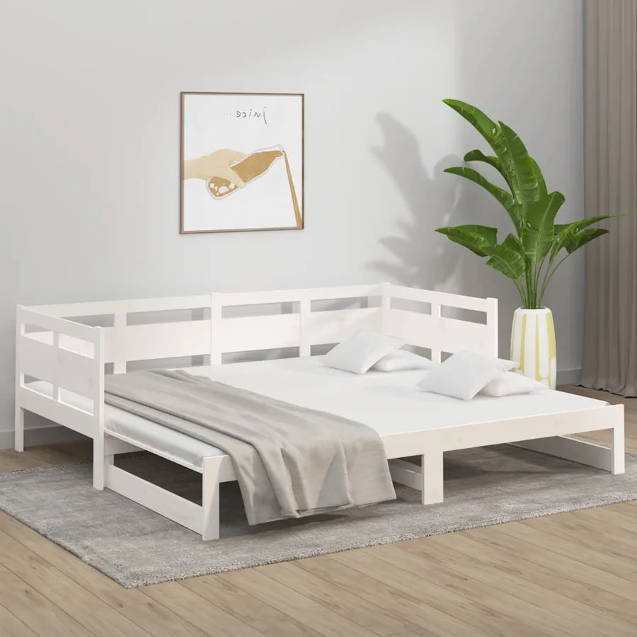 Lit coulissant sans matelas blanc 2x(80x200)cm - 4