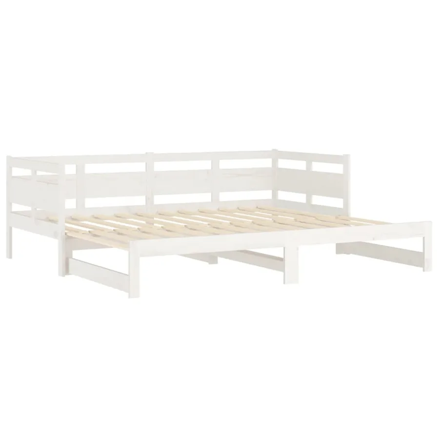 Lit coulissant sans matelas blanc 2x(80x200)cm - 9