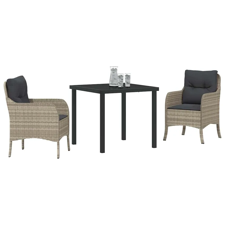 Ensemble de salle à manger pour jardin 3 pcs Gris clair - 3