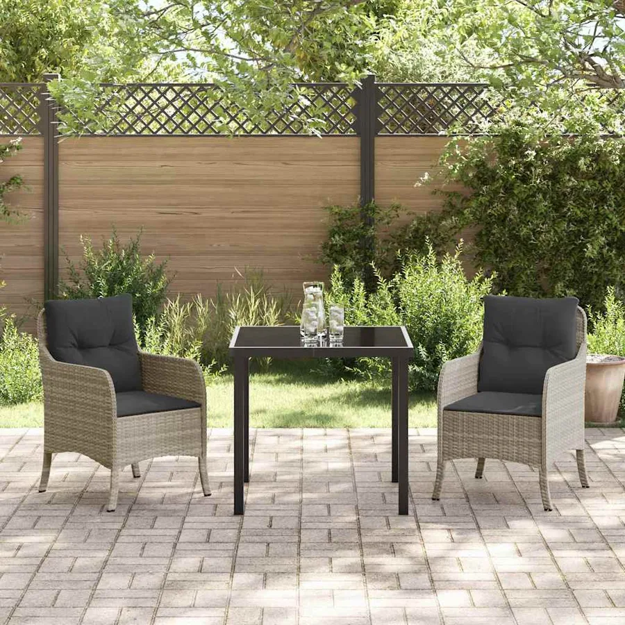 Ensemble de salle à manger pour jardin 3 pcs Gris clair - 4