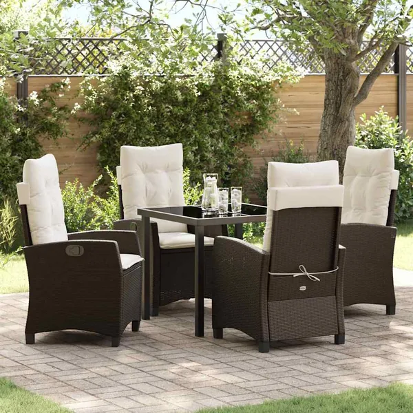 Ensemble de salle à manger pour jardin 5 pcs Marron polyrotin