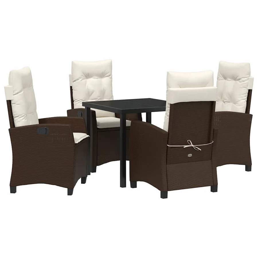 Ensemble de salle à manger pour jardin 5 pcs Marron polyrotin - 2