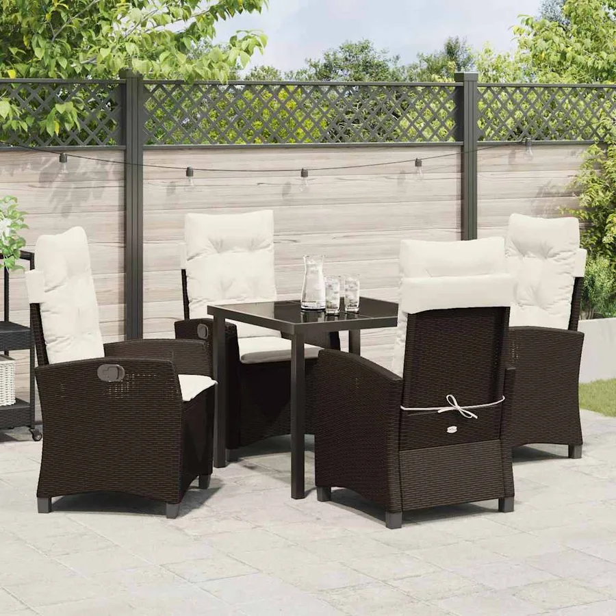 Ensemble de salle à manger pour jardin 5 pcs Marron polyrotin - 4