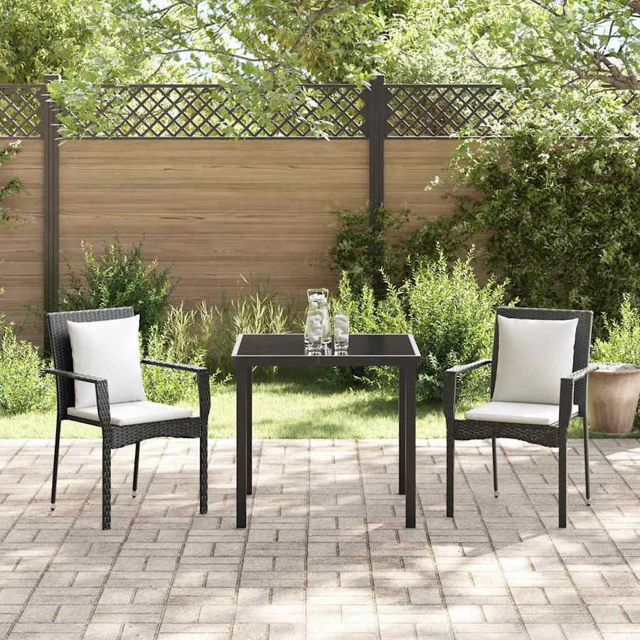 Ensemble de salle à manger pour jardin 3 pcs Noir polyrotin - 4