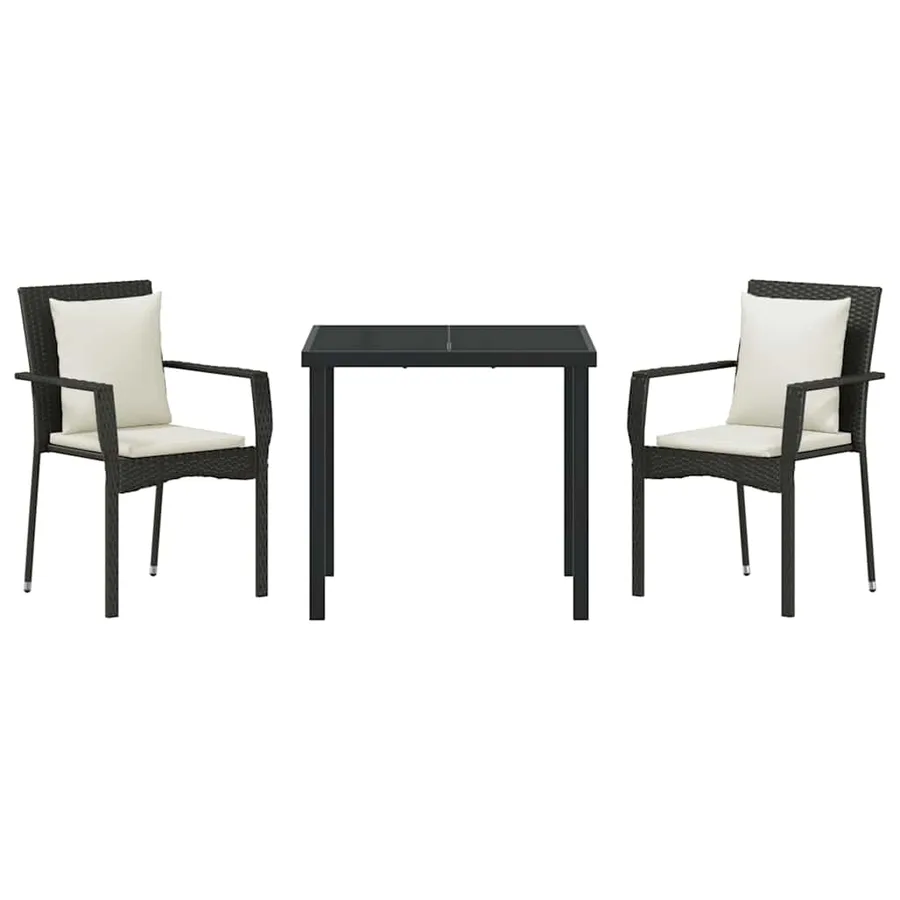 Ensemble de salle à manger pour jardin 3 pcs Noir polyrotin - 7