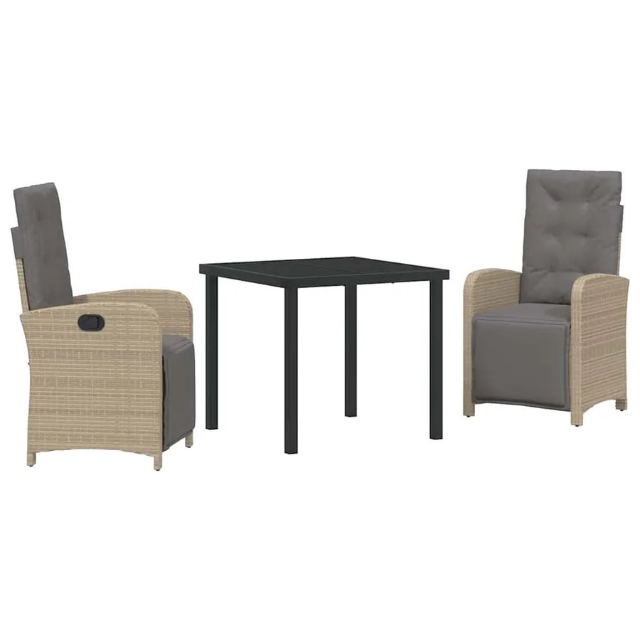 Ensemble de salle à manger pour jardin 3 pcs Beige polyrotin - 2