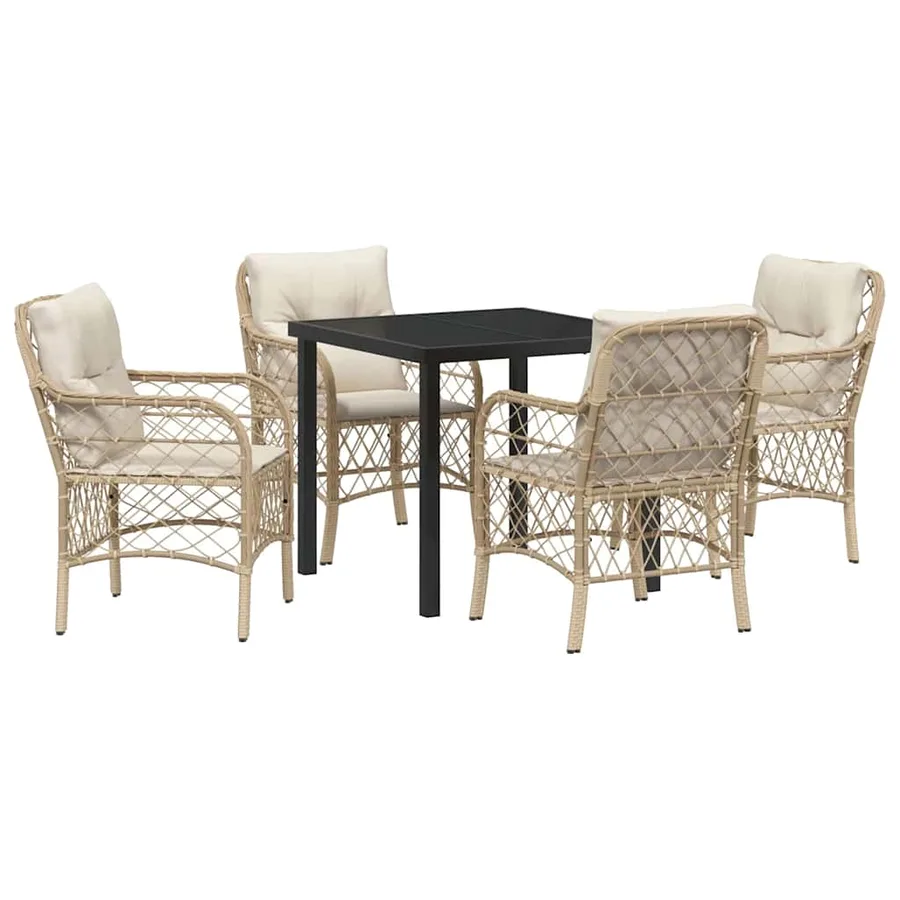 Ensemble de salle à manger pour jardin 5 pcs Beige polyrotin - 2
