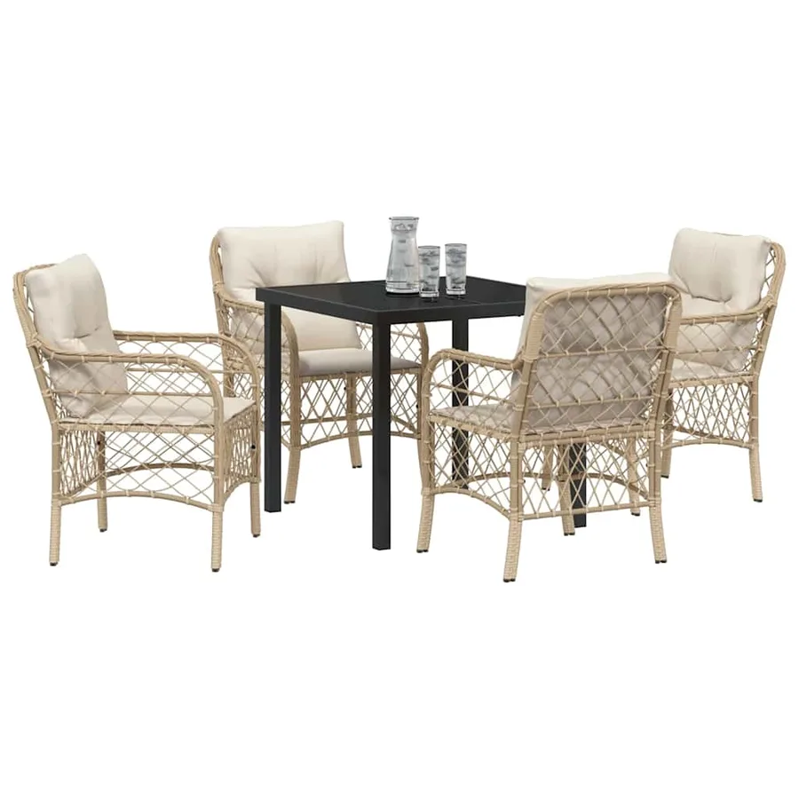 Ensemble de salle à manger pour jardin 5 pcs Beige polyrotin - 3