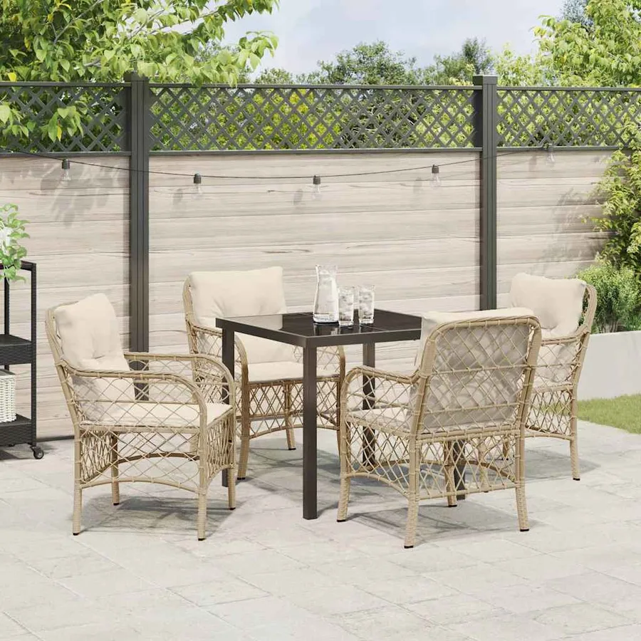 Ensemble de salle à manger pour jardin 5 pcs Beige polyrotin - 4