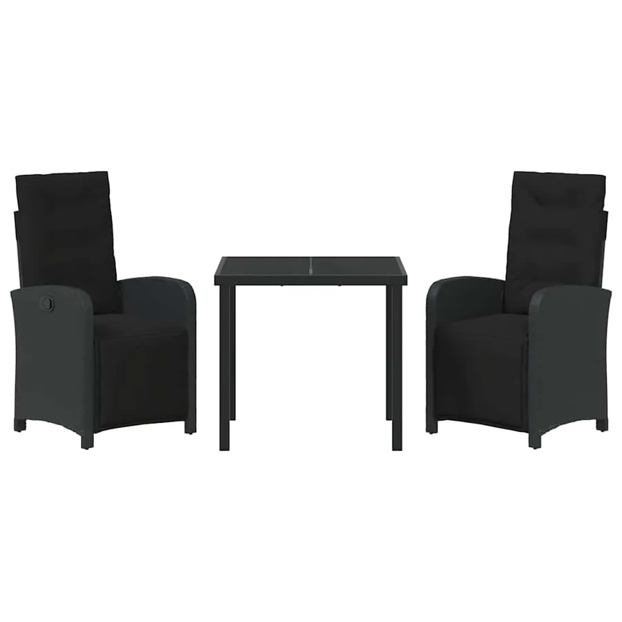 Ensemble de salle à manger pour jardin 3 pcs Noir polyrotin - 7