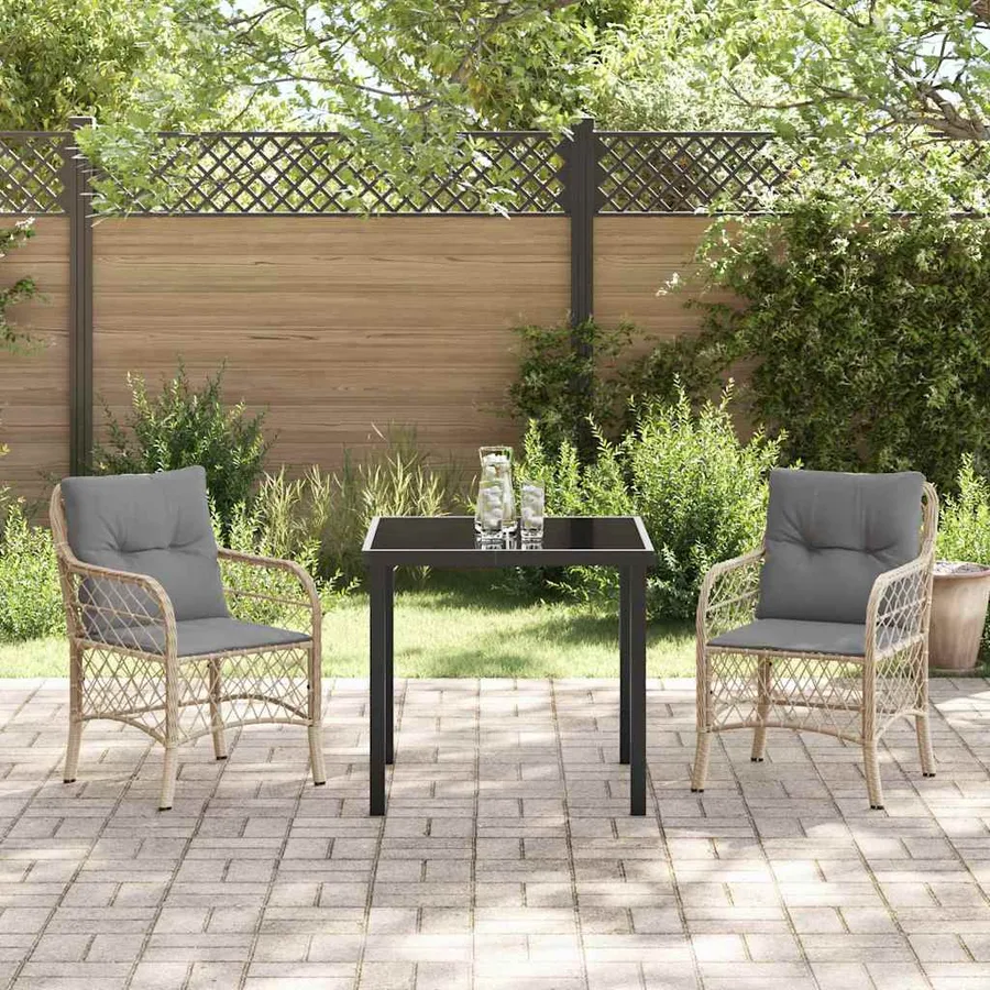 Ensemble de salle à manger pour jardin 3 pcs Beige polyrotin - 4