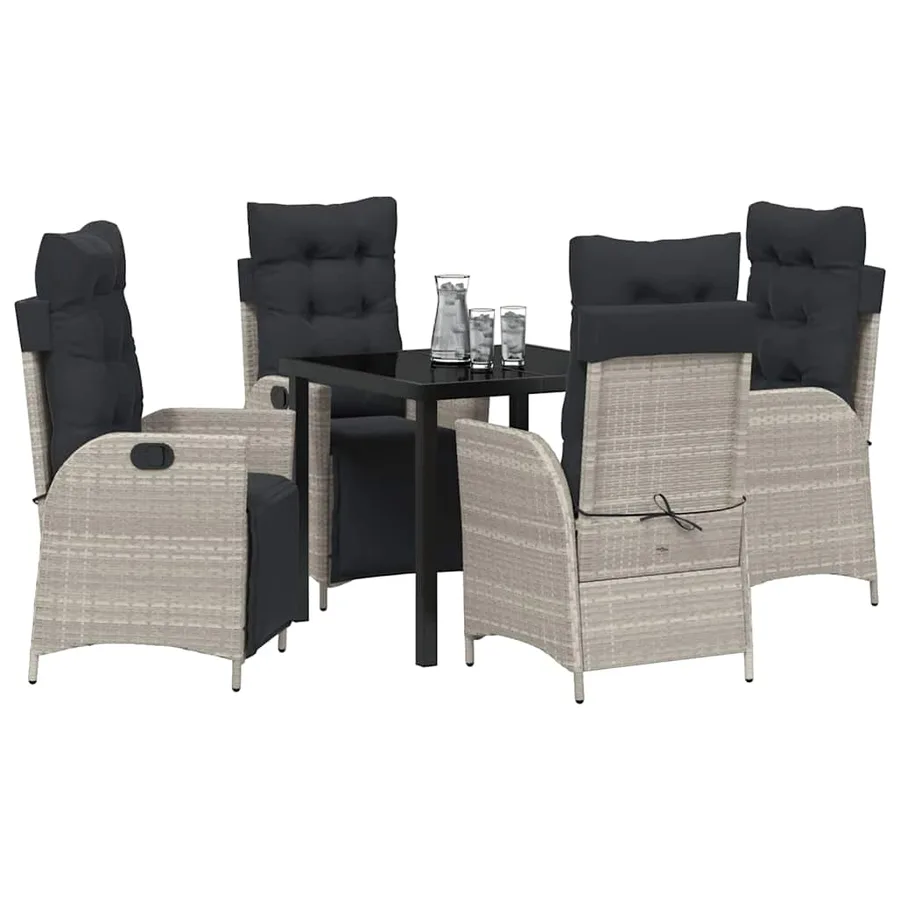 Ensemble de salle à manger pour jardin 5 pcs Gris clair - 3