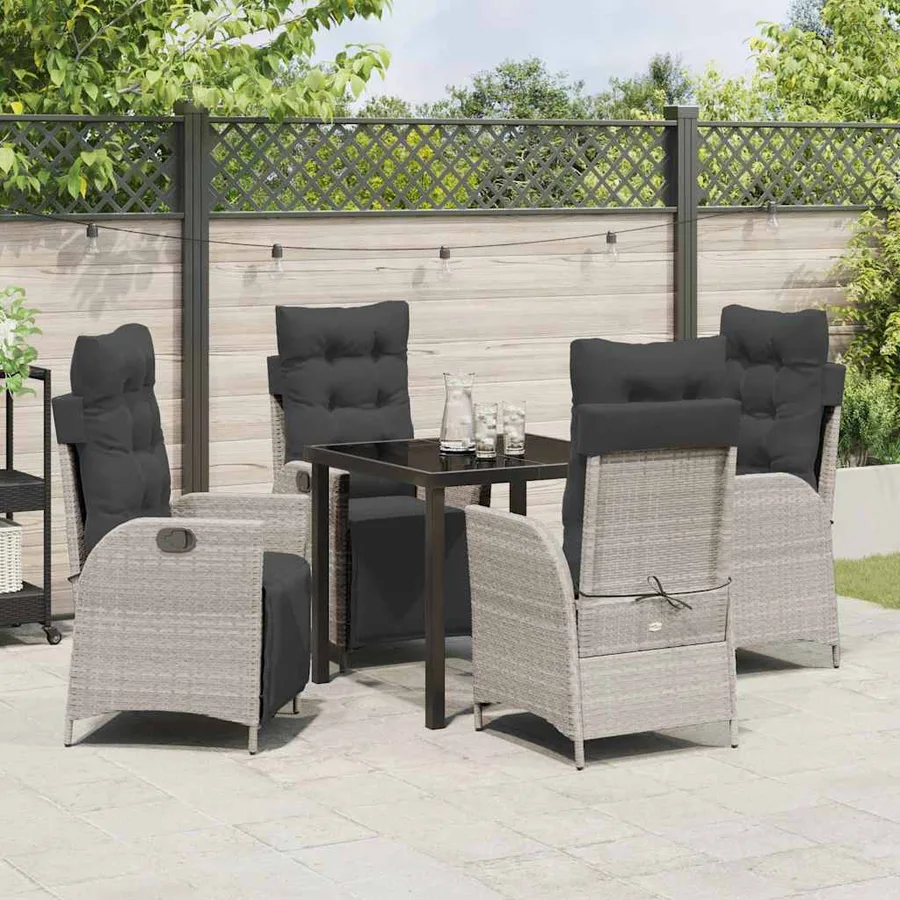 Ensemble de salle à manger pour jardin 5 pcs Gris clair - 4