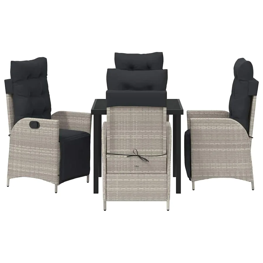 Ensemble de salle à manger pour jardin 5 pcs Gris clair - 7
