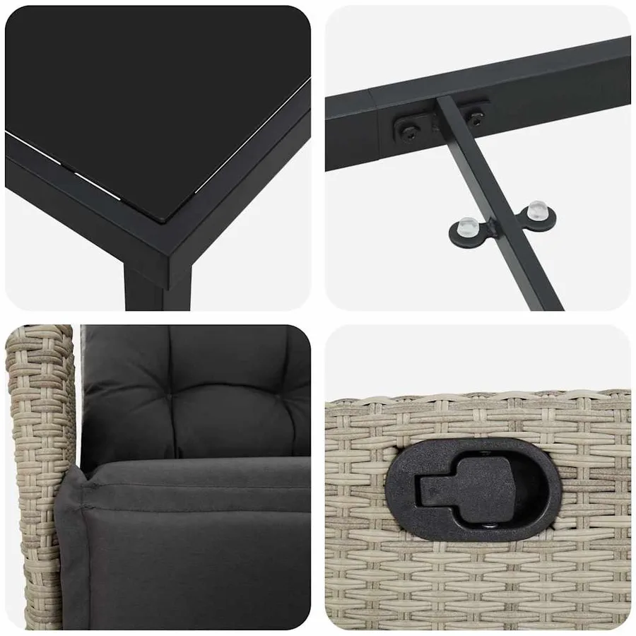 Ensemble de salle à manger pour jardin 5 pcs Gris clair - 9