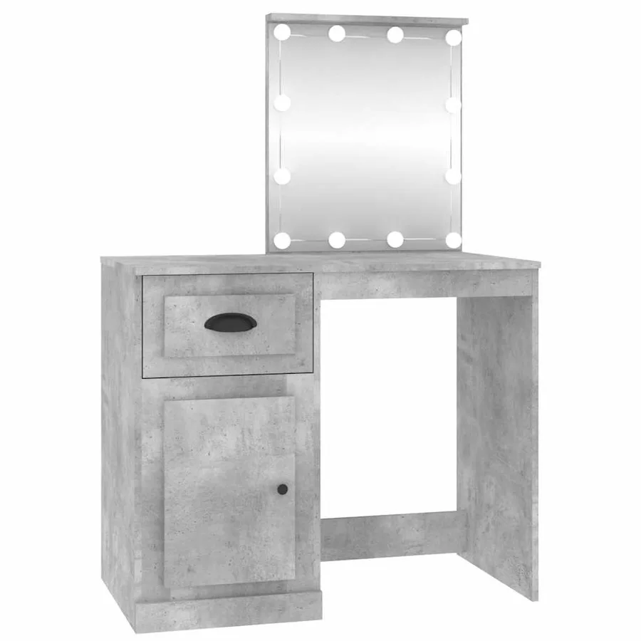 Coiffeuse avec LED gris béton 90x50x132,5 cm bois d'ingénierie - 2
