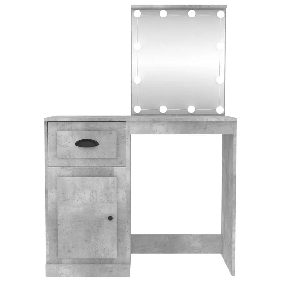 Coiffeuse avec LED gris béton 90x50x132,5 cm bois d'ingénierie - 6