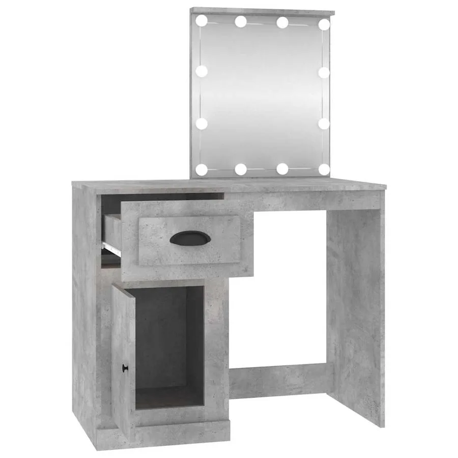 Coiffeuse avec LED gris béton 90x50x132,5 cm bois d'ingénierie - 7