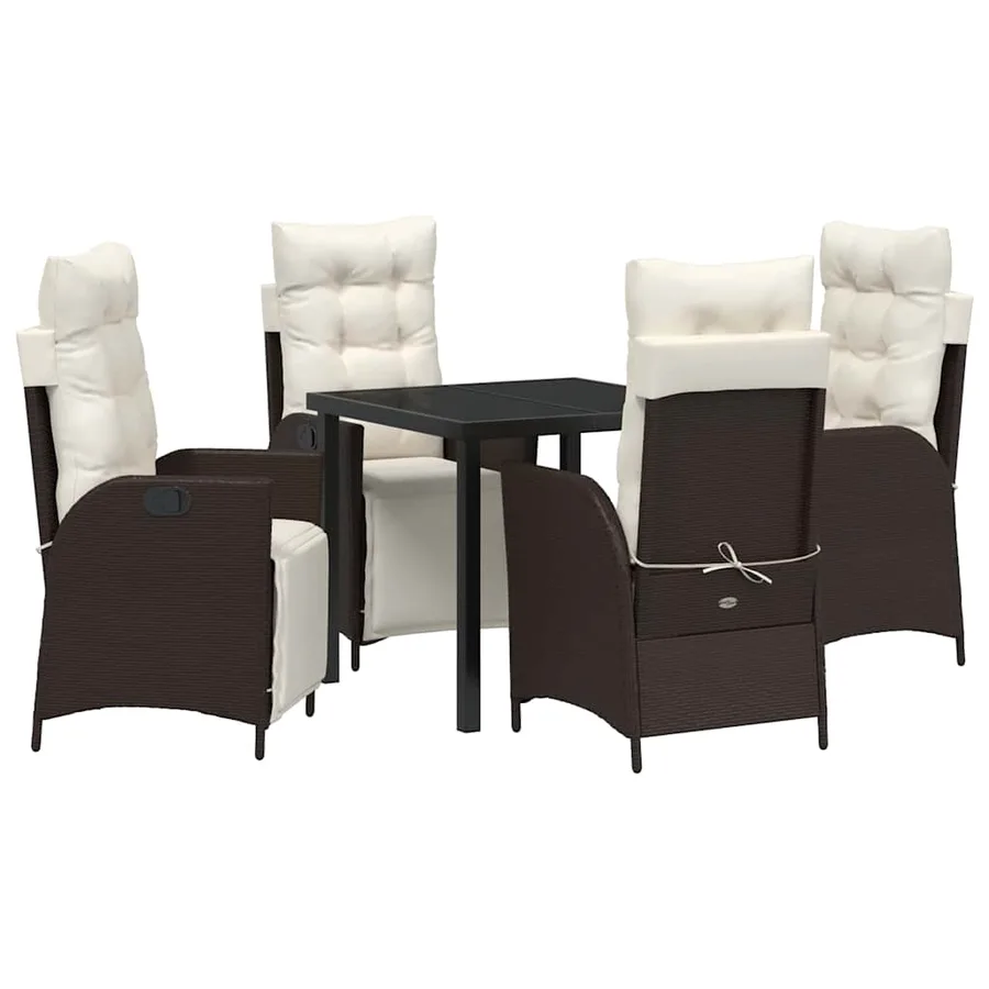 Ensemble de salle à manger pour jardin 5 pcs Marron polyrotin - 2