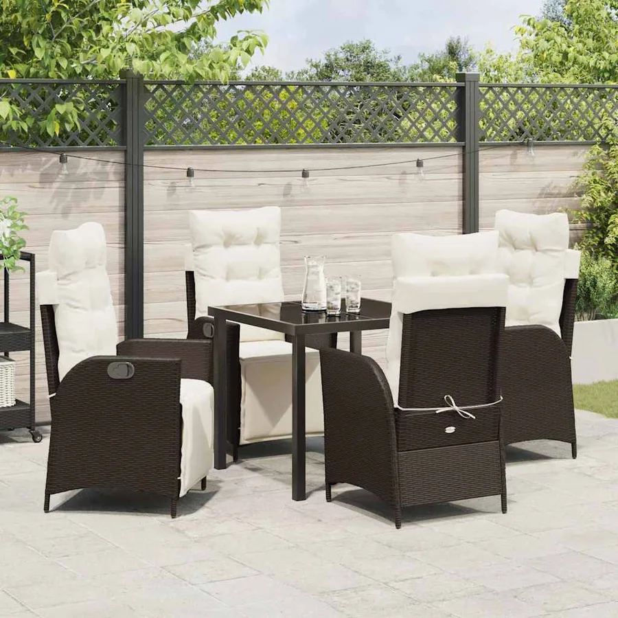Ensemble de salle à manger pour jardin 5 pcs Marron polyrotin - 4
