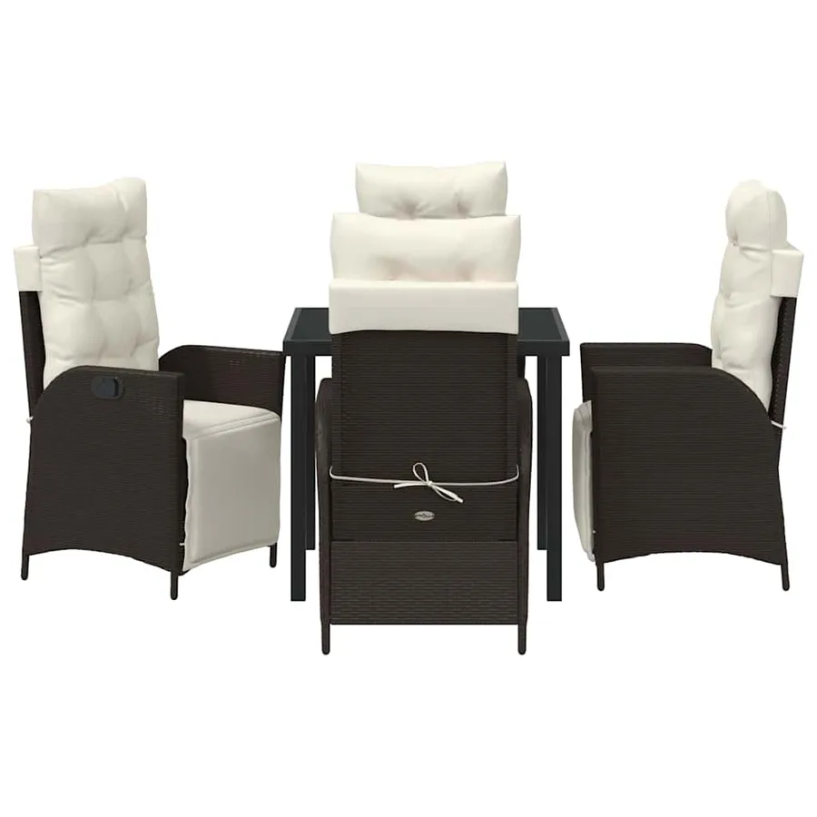 Ensemble de salle à manger pour jardin 5 pcs Marron polyrotin - 7