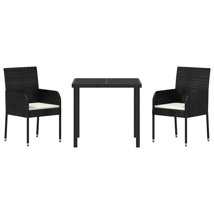 Ensemble de salle à manger pour jardin 3 pcs Noir polyrotin - 7