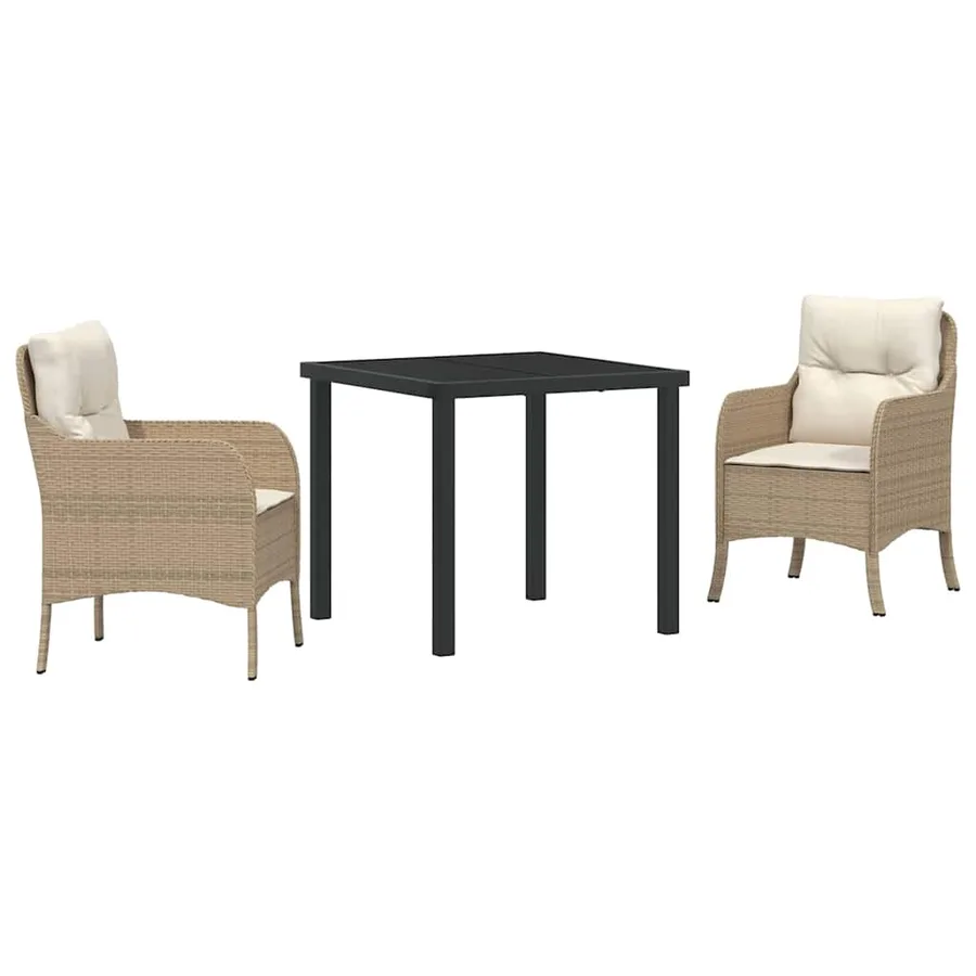 Ensemble de salle à manger pour jardin 3 pcs Beige polyrotin - 2