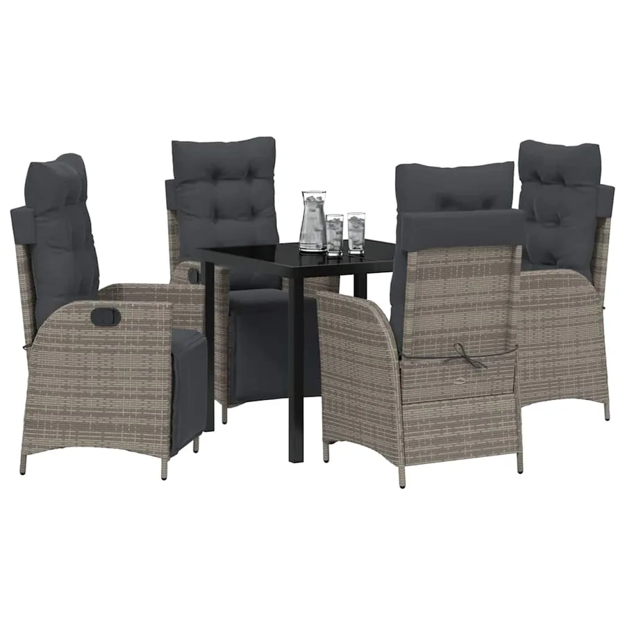Ensemble de salle à manger pour jardin 5 pcs Gris polyrotin - 3