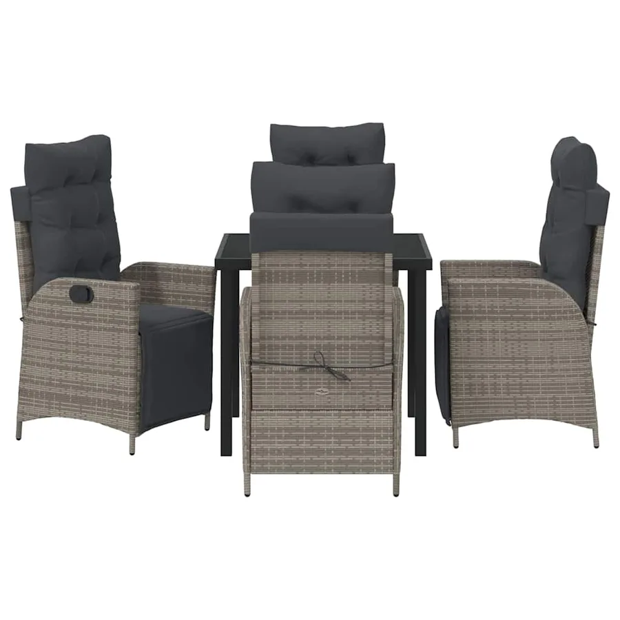 Ensemble de salle à manger pour jardin 5 pcs Gris polyrotin - 7