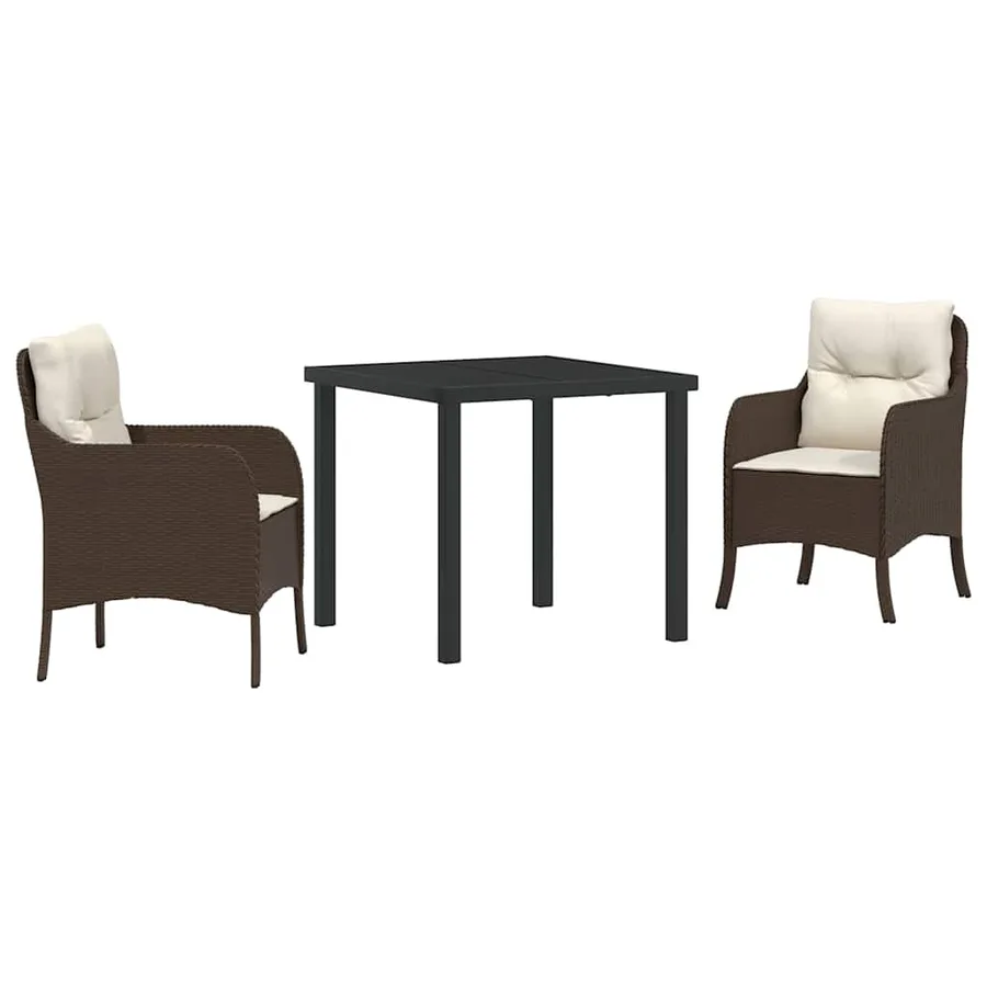 Ensemble de salle à manger pour jardin 3 pcs Marron polyrotin - 2