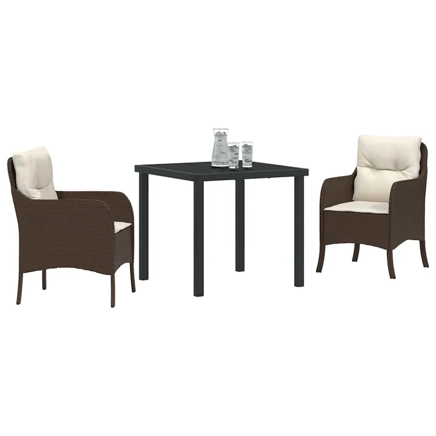 Ensemble de salle à manger pour jardin 3 pcs Marron polyrotin - 3