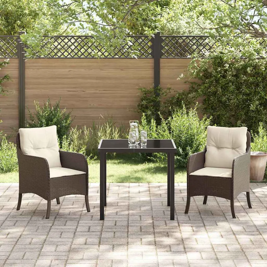 Ensemble de salle à manger pour jardin 3 pcs Marron polyrotin - 4
