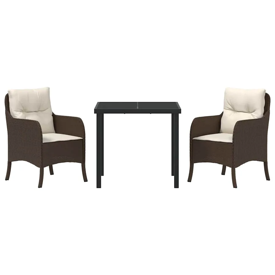 Ensemble de salle à manger pour jardin 3 pcs Marron polyrotin - 7
