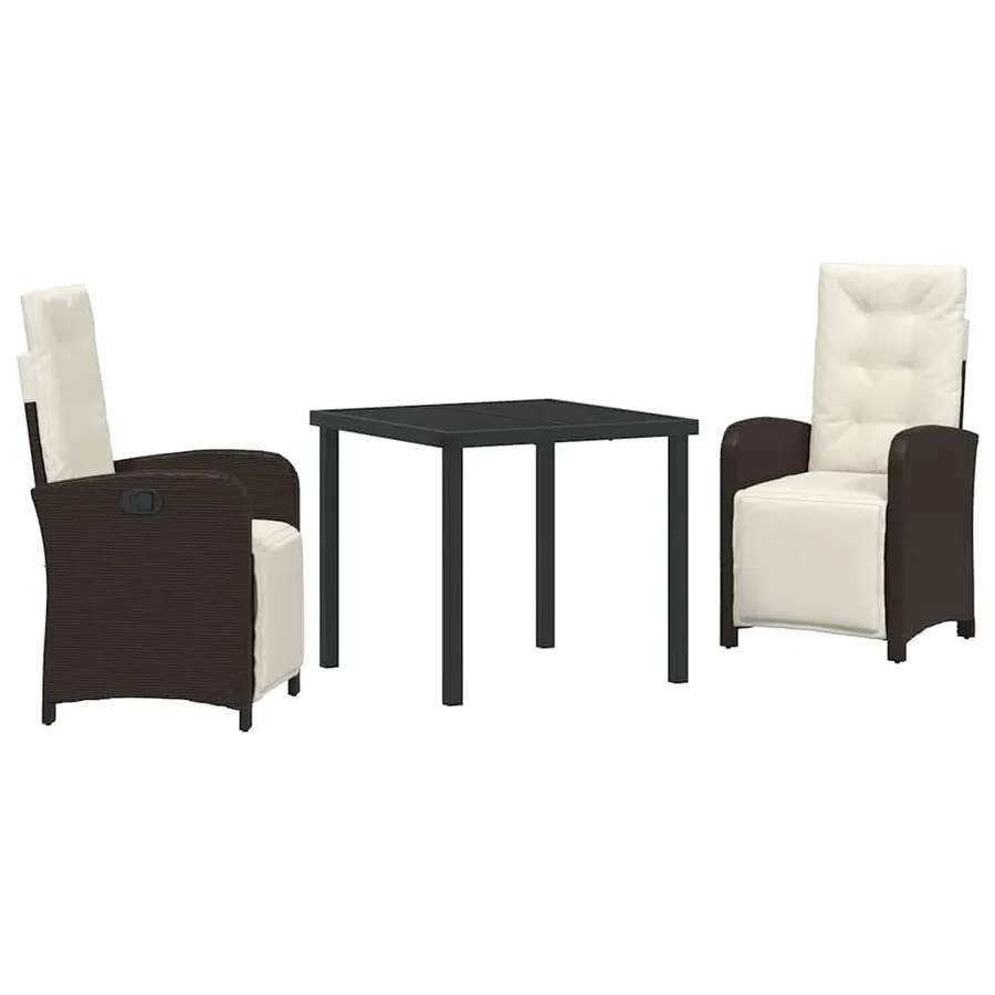 Ensemble de salle à manger pour jardin 3 pcs Marron polyrotin - 2