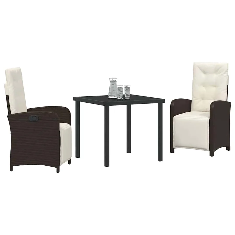Ensemble de salle à manger pour jardin 3 pcs Marron polyrotin - 3